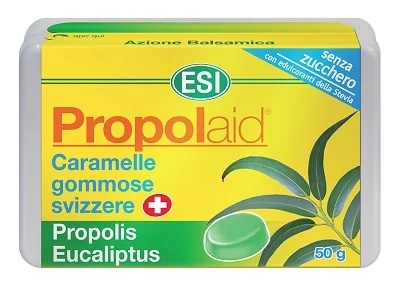 ESI Esi Propolaid keelpastilles met eucalyptussmaak 50 g, geschikt voor veganisten.