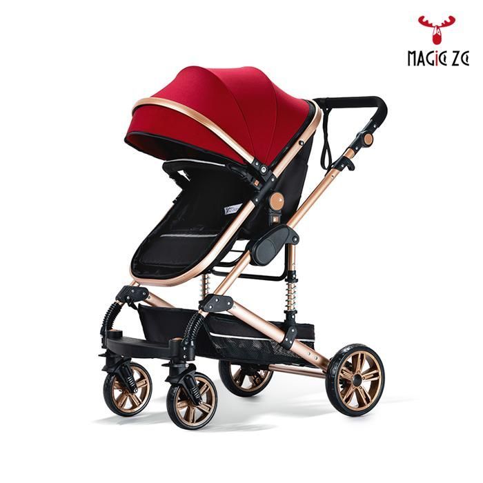 Poussette 3 en 1 MagicZC ,combinées,pliable,Avec nacelle,pour nouveau né,Ceinture de sécurité à 5 points,cosy bébé,rouge