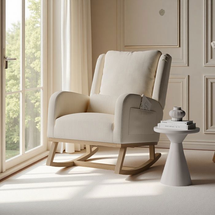 Mecedora - TANANT - Beige - Bolsillo de almacenamiento - Estilo escandinavo - 150 kg