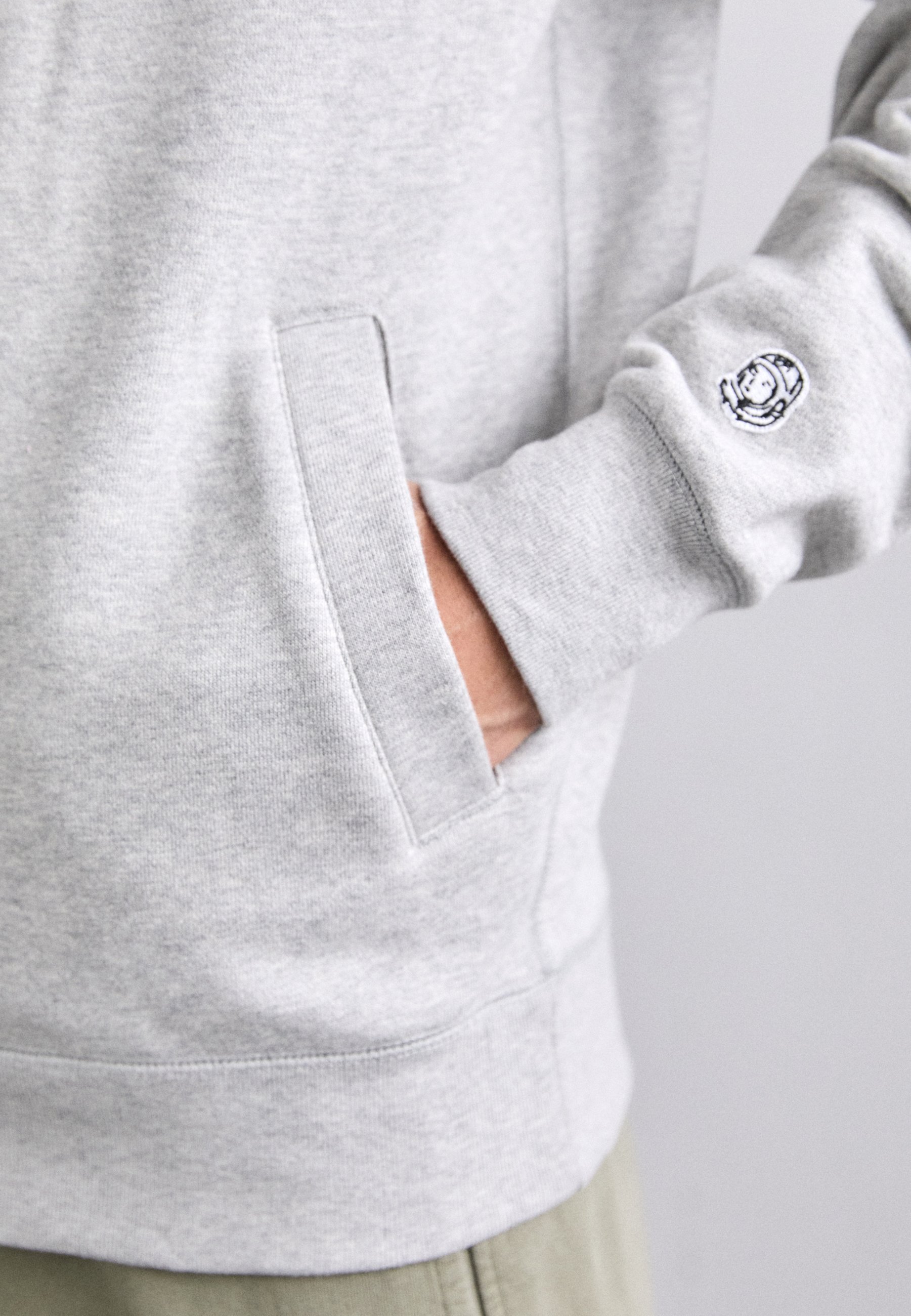 Billionaire Boys Club Sweatshirt mit kleinem Bogenlogo und durchgehendem Reißverschluss – meliertes Grau