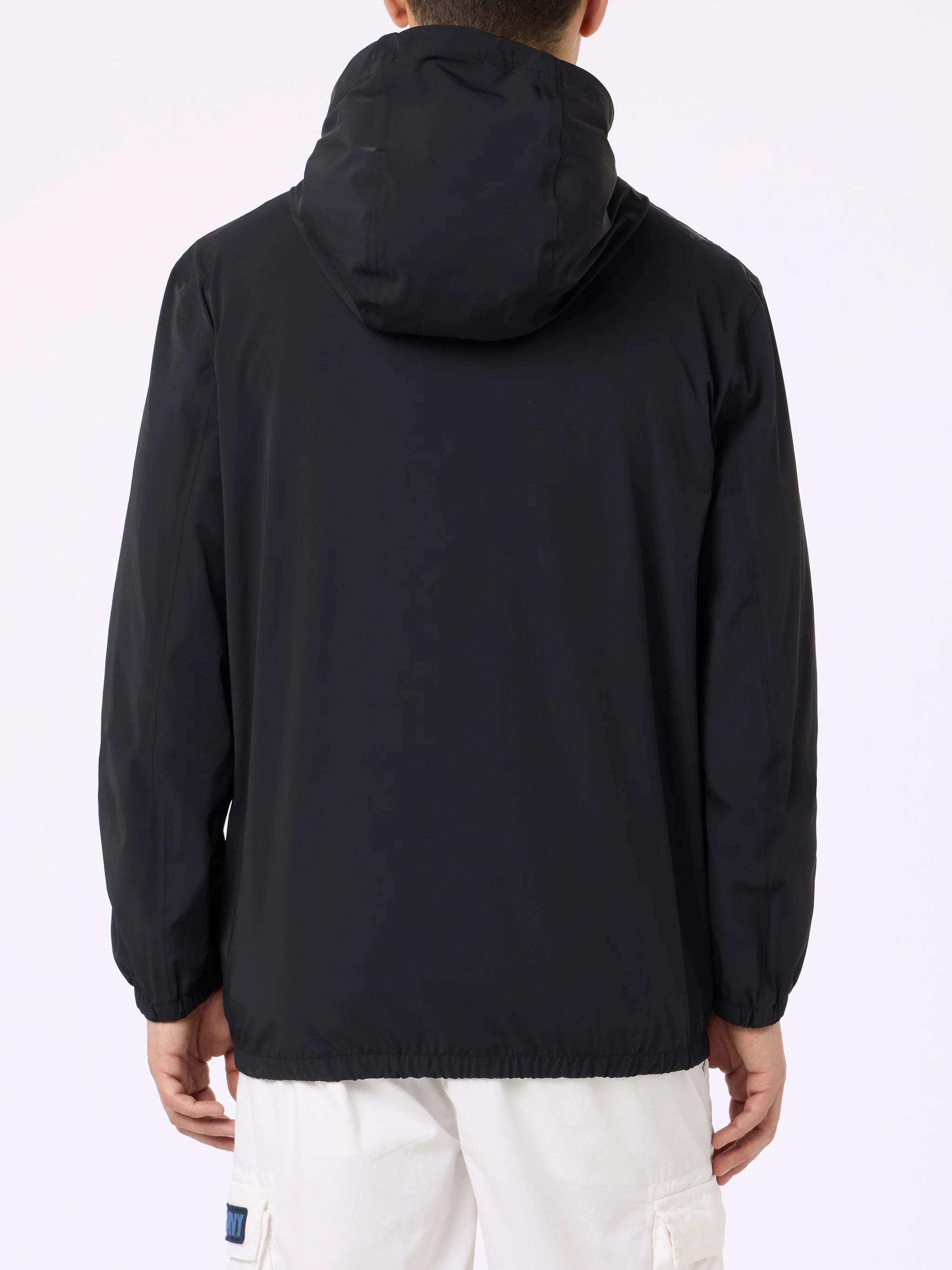 Giacca a vento leggera in tessuto nero con cappuccio da uomo Sloop