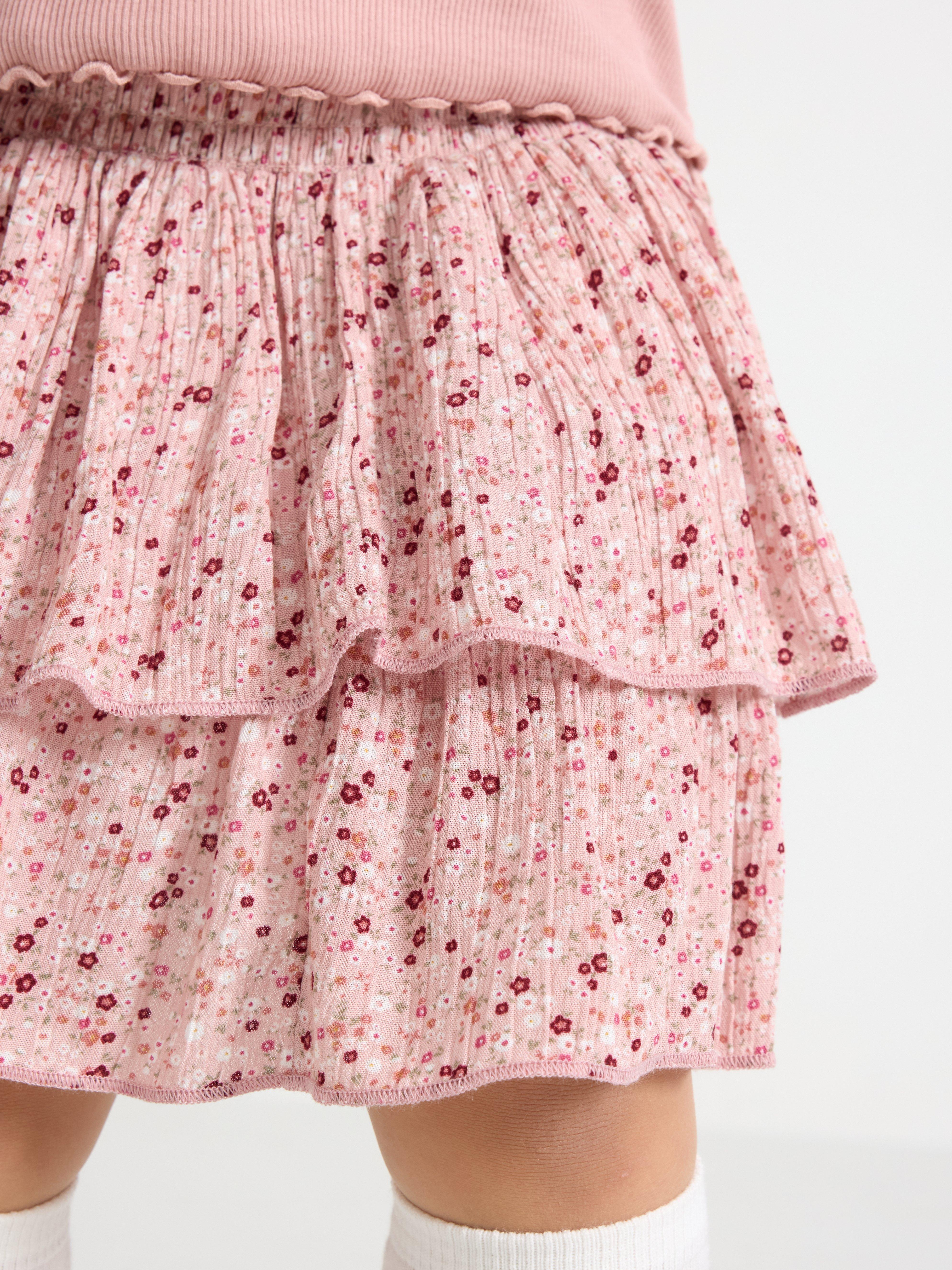 Volánková sukně z viskózy v barvě Dusty Pink