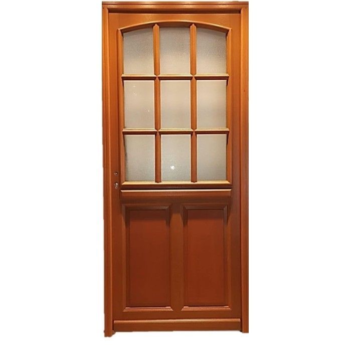 Puerta de entrada Alena de madera con cristal, 215 cm de alto x 90 cm de ancho, apertura a la derecha.