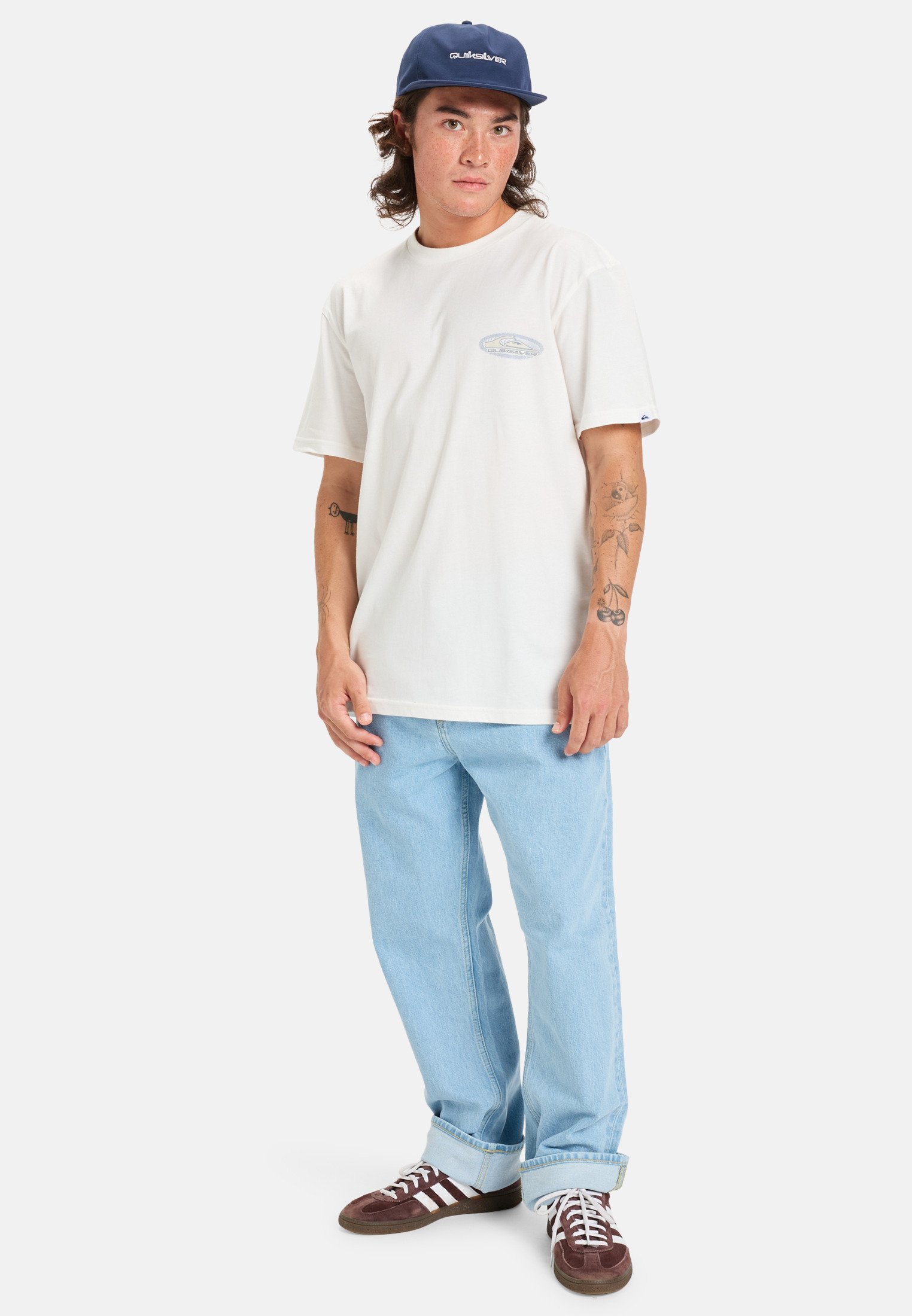 T-shirt stampata Quiksilver EVO BORDER LINES - bianco neve