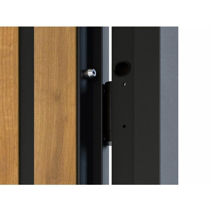 Puerta frontal de acero macizo de 207 x 100 cm (alto x ancho) - Antracita con vetas efecto roble - 55 mm de espesor - Apertura a la derecha - COBRITA