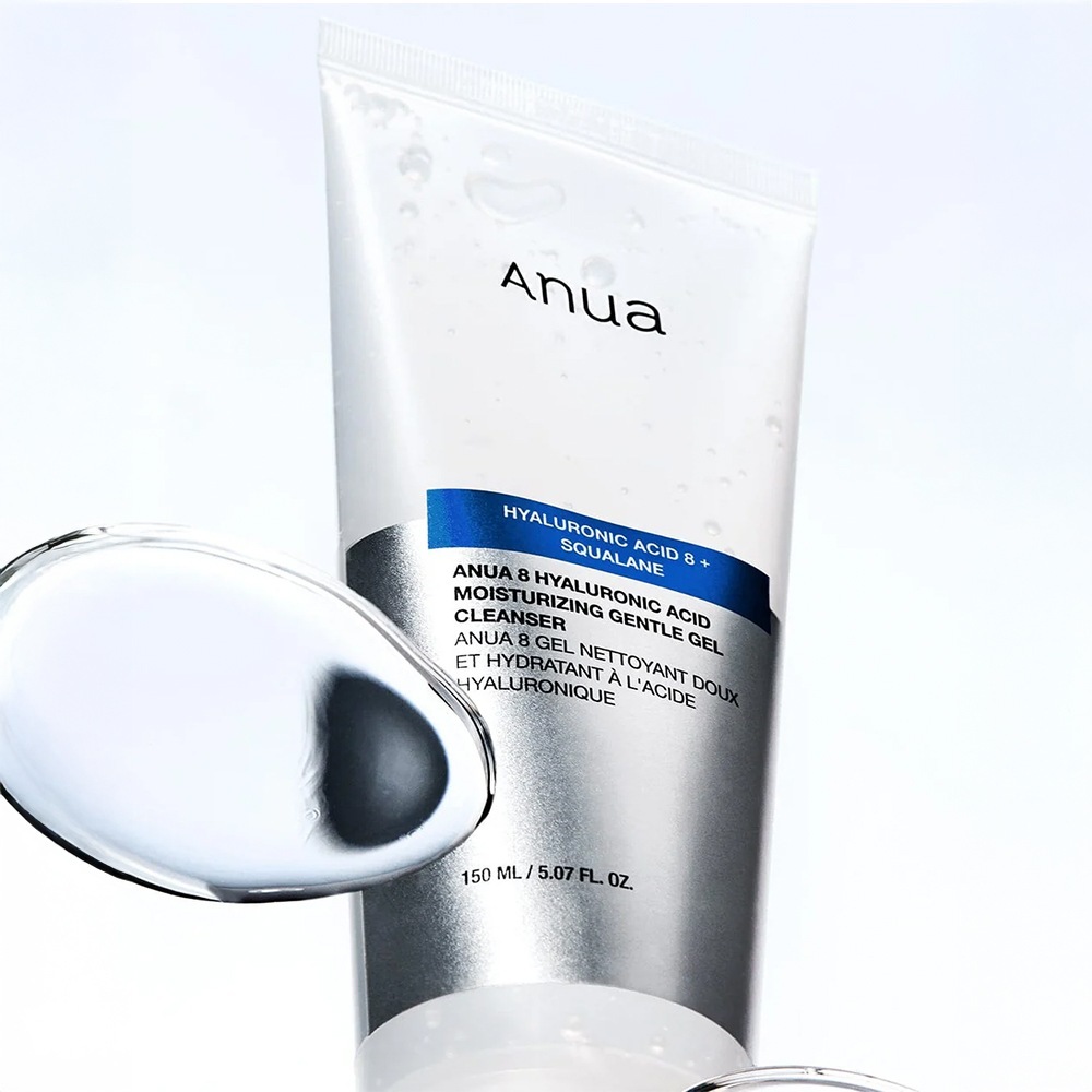 „Anua Cleansing Gel 8“ drėkinamasis, švelnus putojantis valiklis su hialurono rūgštimi – 150 ml