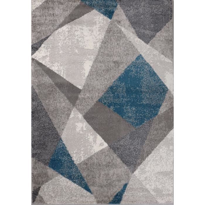 Tapis - VIMODA - Lorenzo - Bleu - 80x150 cm - Polypropylène