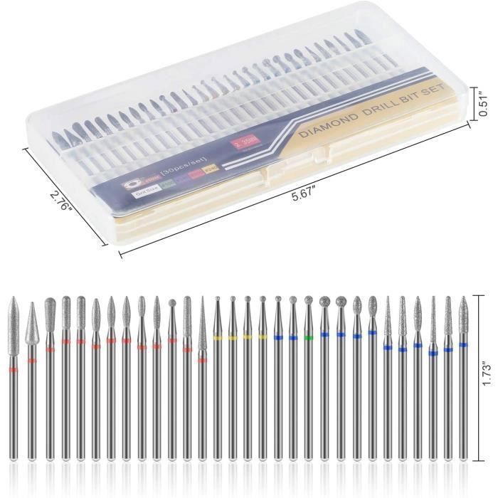 30 brocas para taladro de uñas, brocas para lima eléctrica de uñas para manicura y pedicura, brocas para taladro de uñas, gel limpiador de cutículas