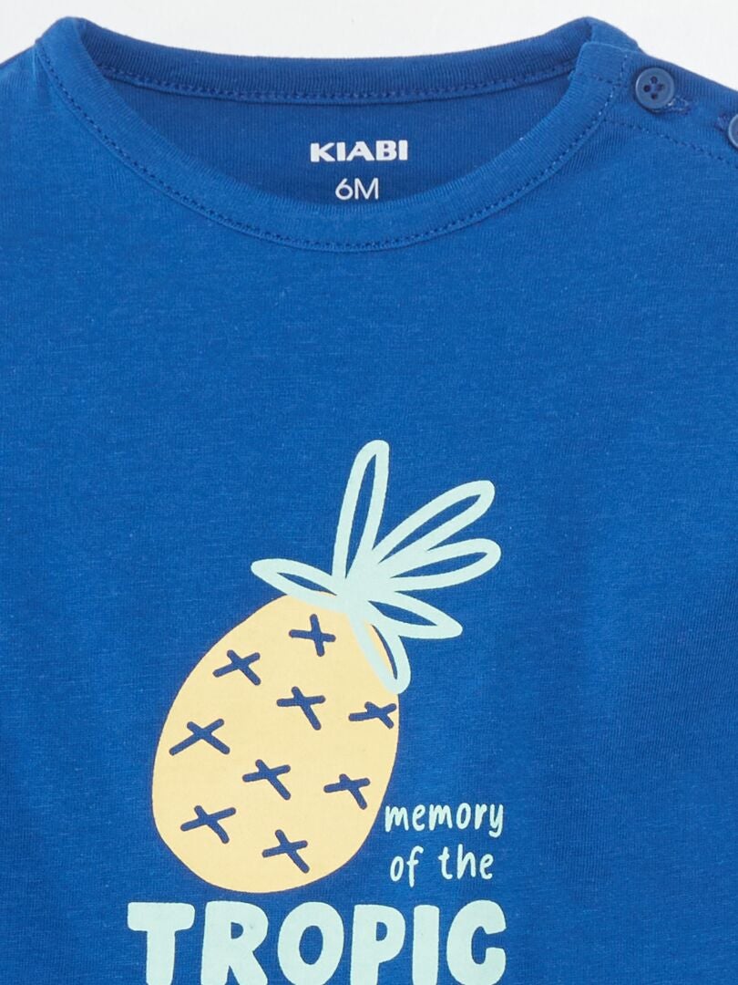 Bedrukt T-shirt met korte mouwen - BLAUW