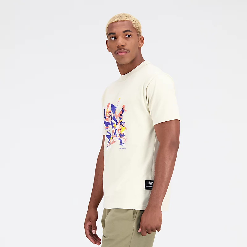 Męska koszulka T-shirt do biegania Jacob Rochester Runners med bawełny - BONE