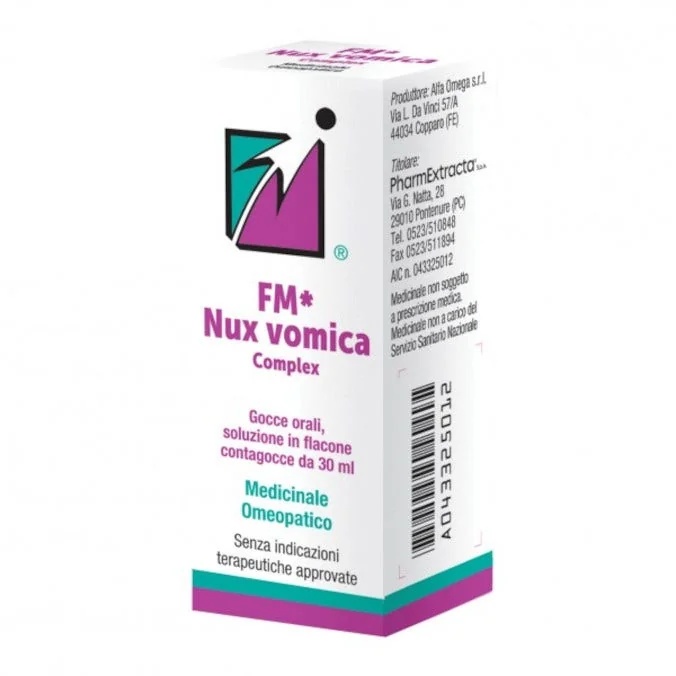 Flacon de gouttes orales FM Nux Vomica Complex avec compte-gouttes de 30 ml