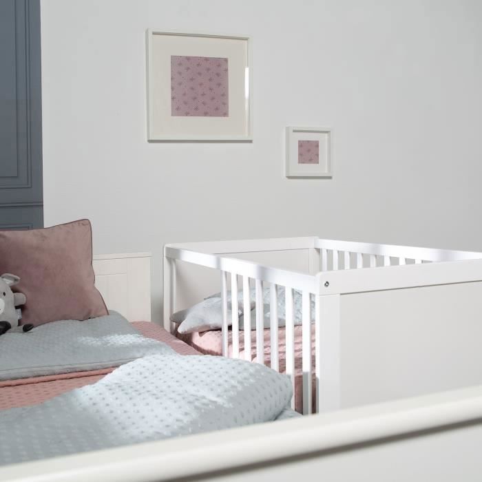 Lit bébé cododo 2-en-1 - 60 x 130 cm - ROBA - Blanc