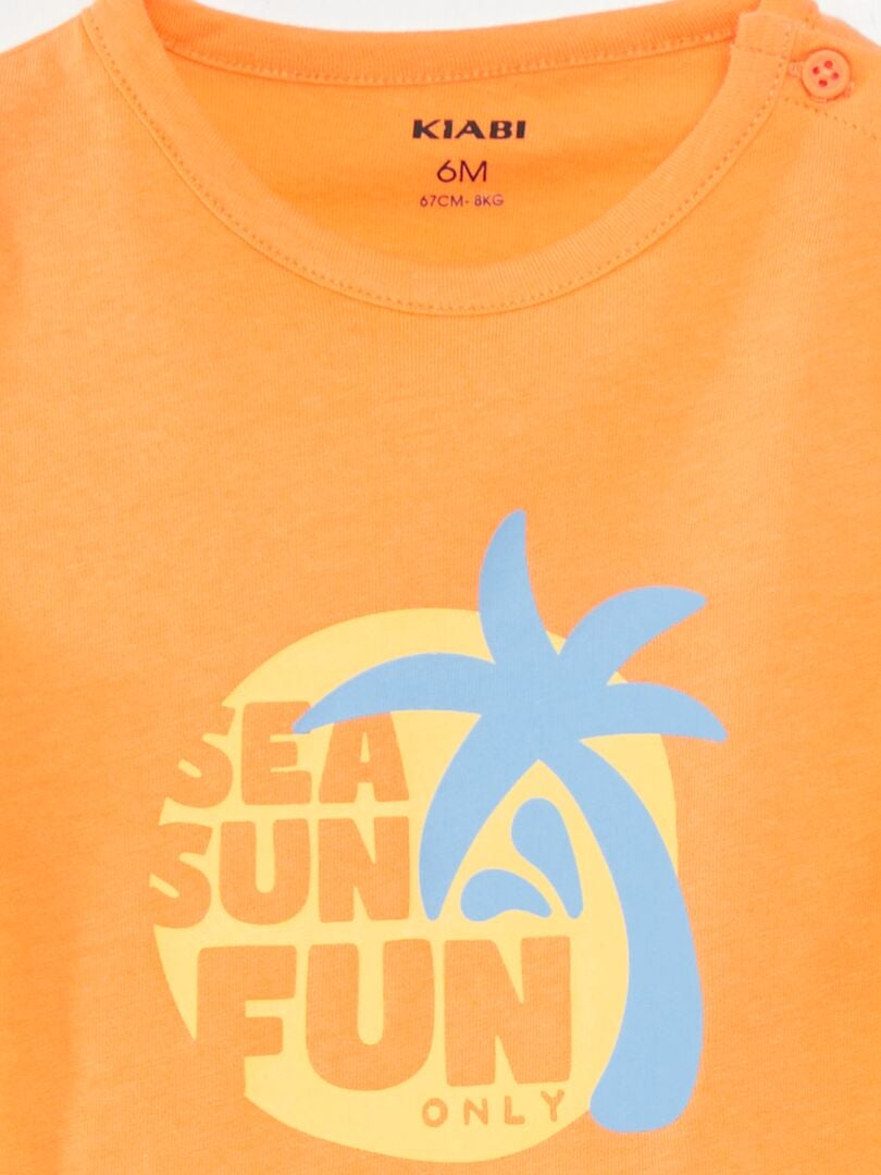 Bedrukt T-shirt met korte mouwen - ORANJE
