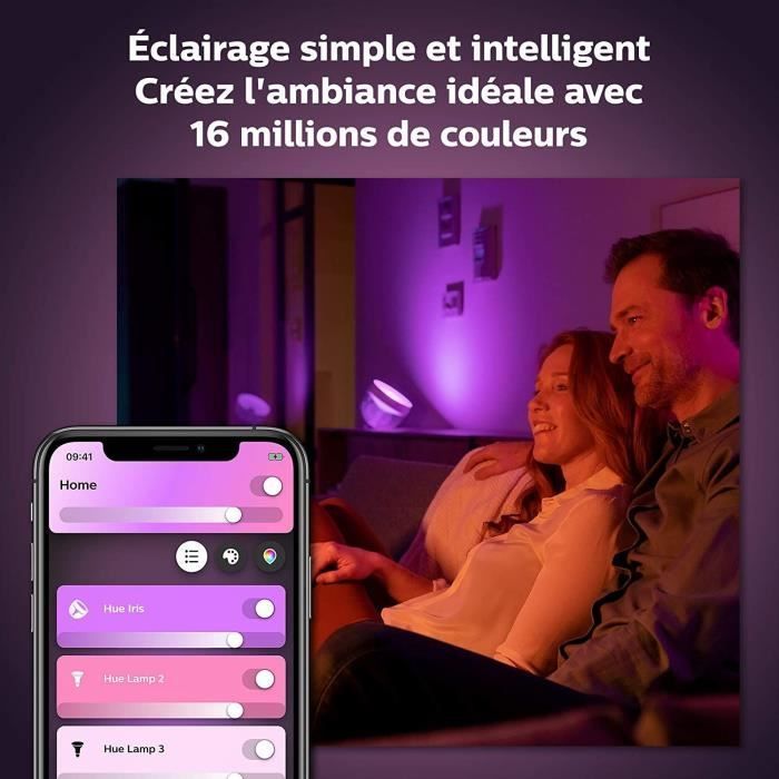 Lámpara Philips Hue White & Color Ambiance Iris, compatible con Bluetooth, negra, funciona con Alexa, Google Assistant y Apple.
