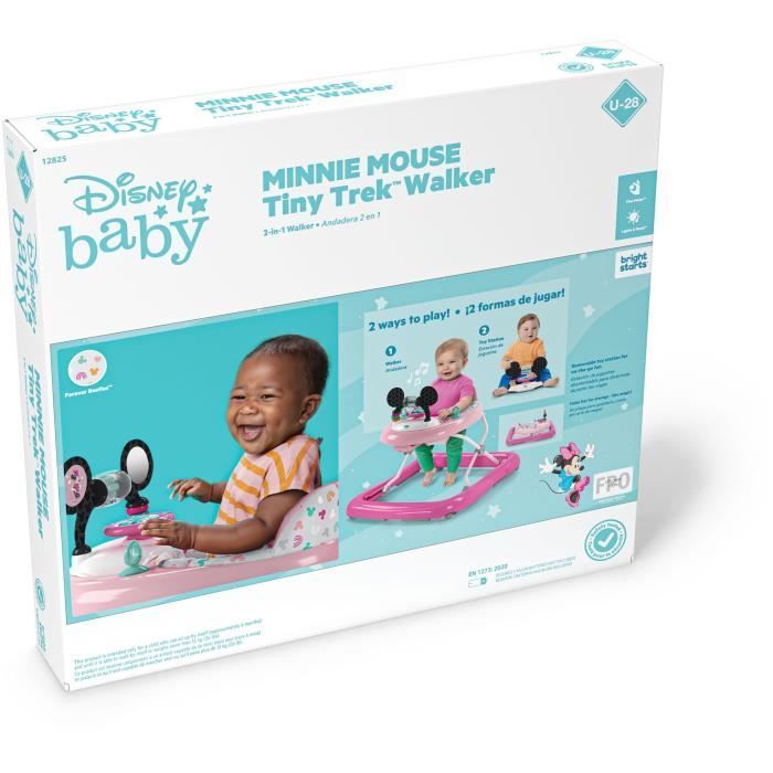 DISNEY BABY - MINNIE - 2-i-1 Konvertibel och Hopfällbar Gåstol för Flickor med Inbyggd Avtagbar Aktivitetsleksak, Babypresent