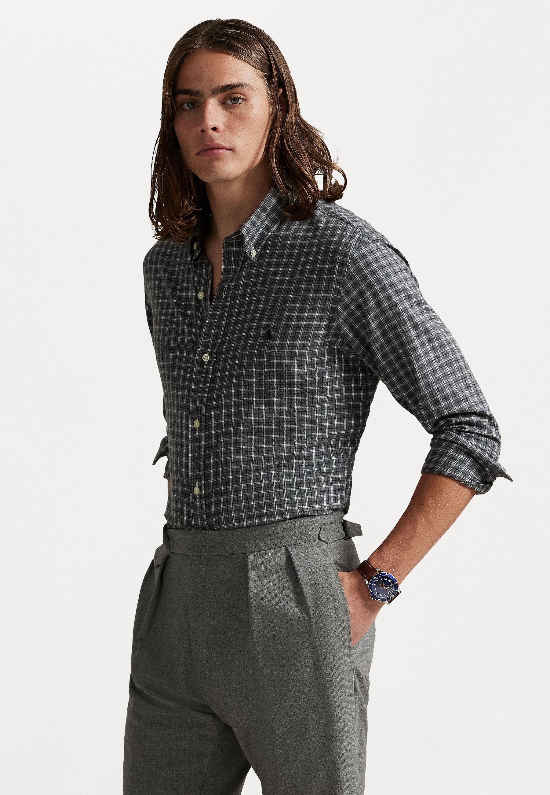 Polo Ralph Lauren CUSTOM FIT PLAID TWILL SHIRT - Särk - hall heather multi