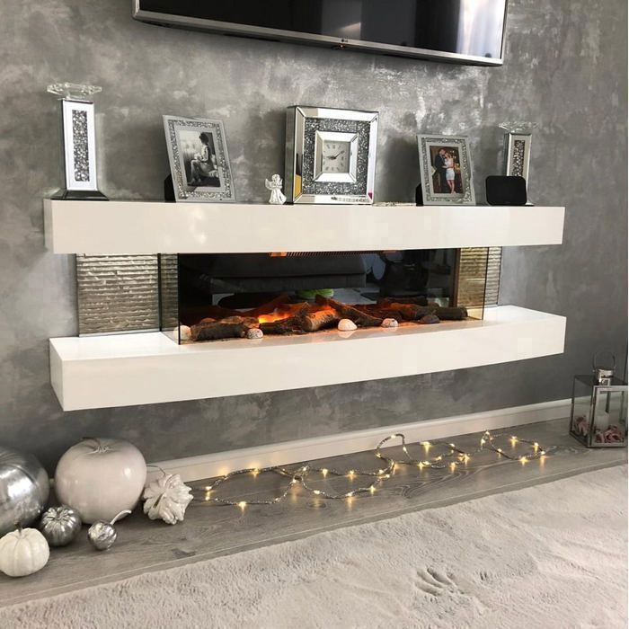 CHEMIN ARTE - Cheminée électrique Murale Lounge 3XL 150 cm Effet Flammes LED Chauffage programmable, Télécommande