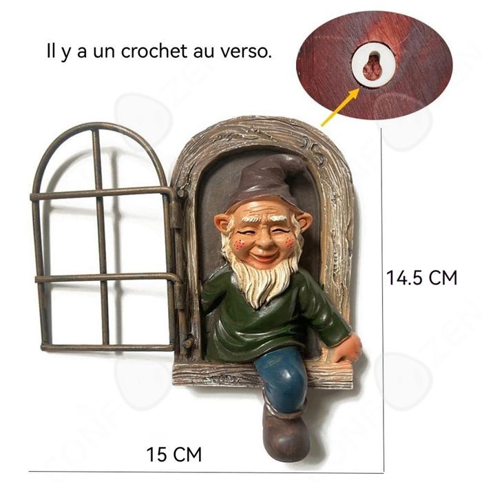 C Decoraciones de jardín 14,5x15x8cm Adornos de exterior Escultura de jardín Figura de gnomo Figura de gnomo de resina Regalo ideal