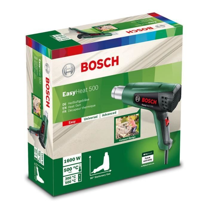 Pistola de calor Bosch EasyHeat 500 (1600 W, caudal de aire: 240/450 l/min, temperatura: 300/500 °C)