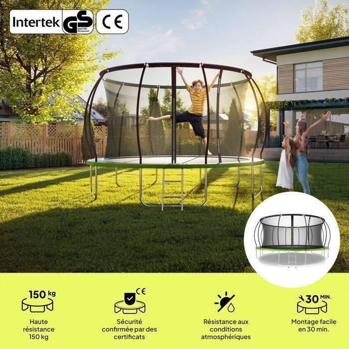 Garden Trampoline - ZIPRO - JumpPro PREMIUM 16ft - Indoor Safety - 150 kg Load Capacity - Quick Assembly