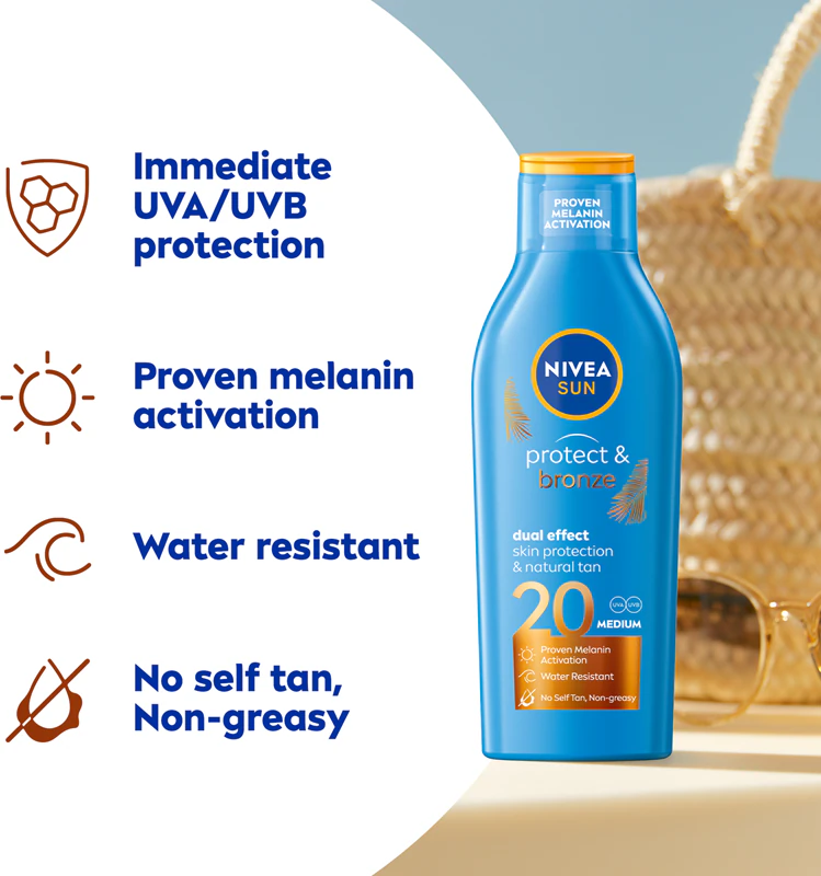 NIVEA SUN Protect & Bronze Protetor Solar Intensivo em Leite FPS 20