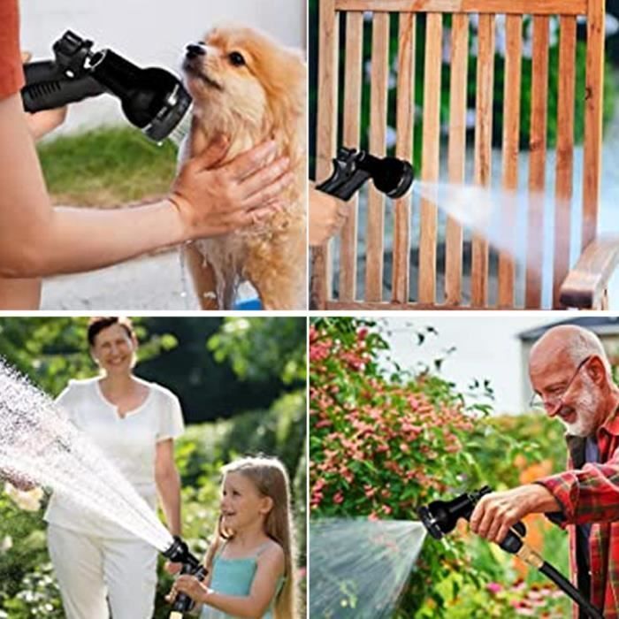 Tubo da giardino estensibile da 15 m con pistola a spruzzo 8 in 1, 8 ugelli e raccordi in ottone da 3/4