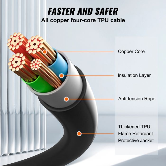 Cable de carga Duoku-EV Tipo 2, 16 A, 3,6 kW, 5 metros, monofásico, resistente al agua IP66, con bolsa de transporte.