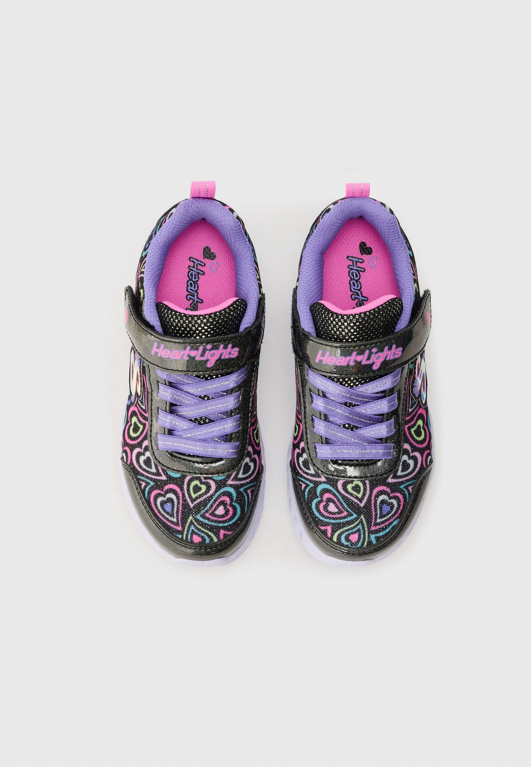 Skechers HEART LIGHTS - Sneakers - zwart met glitter/meerkleurig