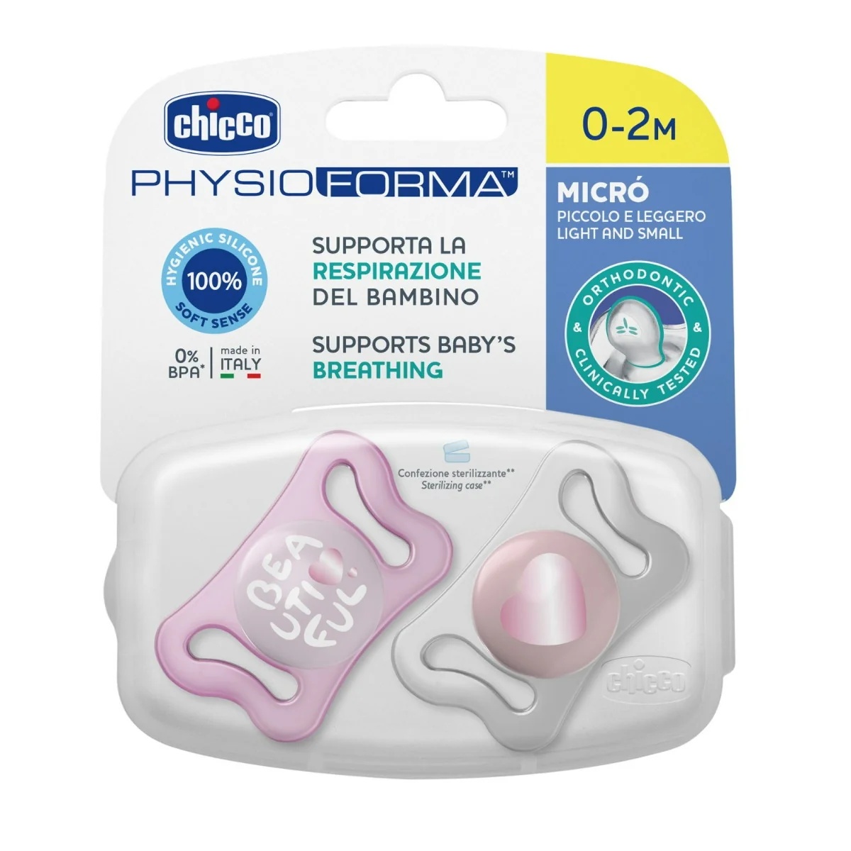 CHICCO Chicco Micro Girl silikoonist lutt 2 tk 0-2 kuud