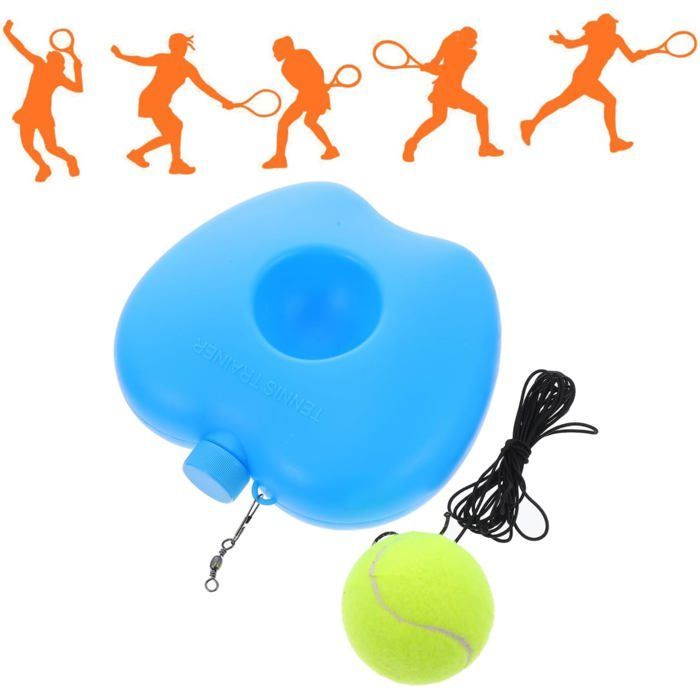 Entrenador de tenis único con base de rebote de plástico azul, equipo de entrenamiento individual, Etiqueta