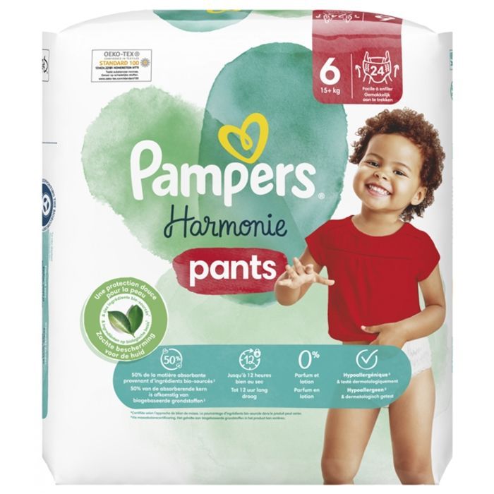 Pampers Harmonie T6 24 Couches-Culottes 15 kg et +