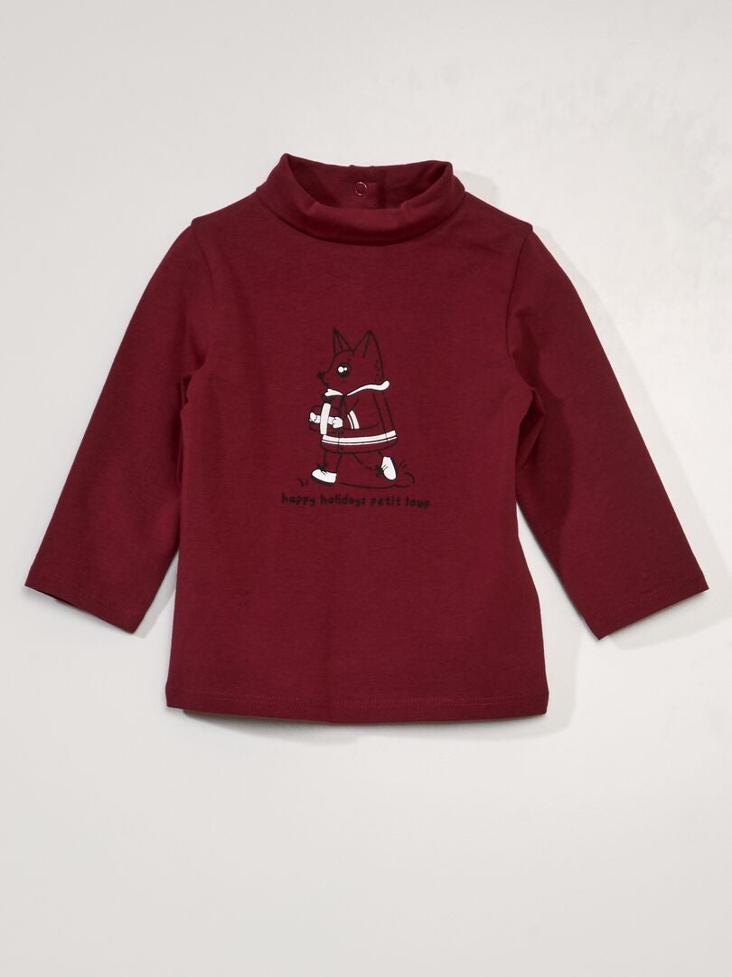 Camiseta de punto con cuello alto - ROJA