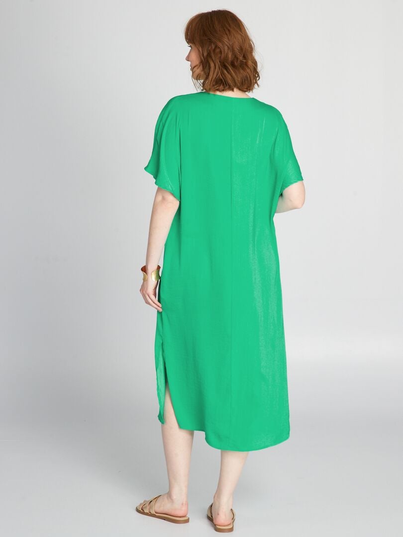 Lange satijnen jurk - groen