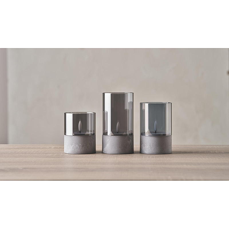 Vie Selected LED-lampor 3 st. med slätt glas Cementbas