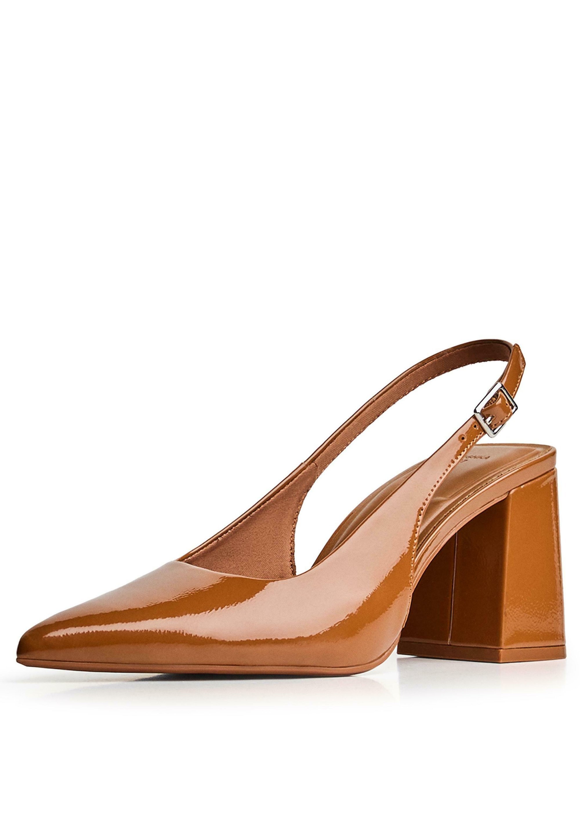 „Bershka BLOCK HEEL“ – aukštakulniai – oranžinės spalvos margi