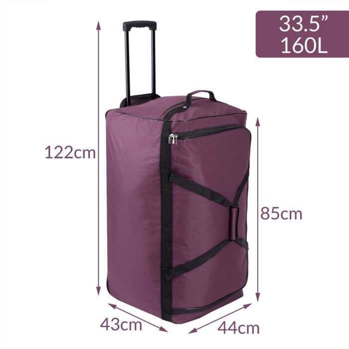 Monzana XXL paarse reistas met wielen, trolley, 160 liter, sporttas, telescopische handgreep, 3 vergrendelbare wielen