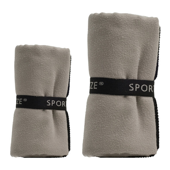 Sporthandtuch, 2er Set, 50 x 100 cm, taupe