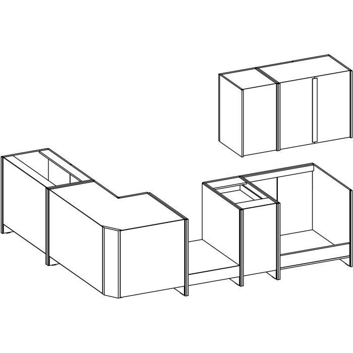 Cucina angolare completa ATLAS con 8 elementi (reversibile destra/sinistra) - Finitura bianca - L270 cm - Piano di lavoro non incluso