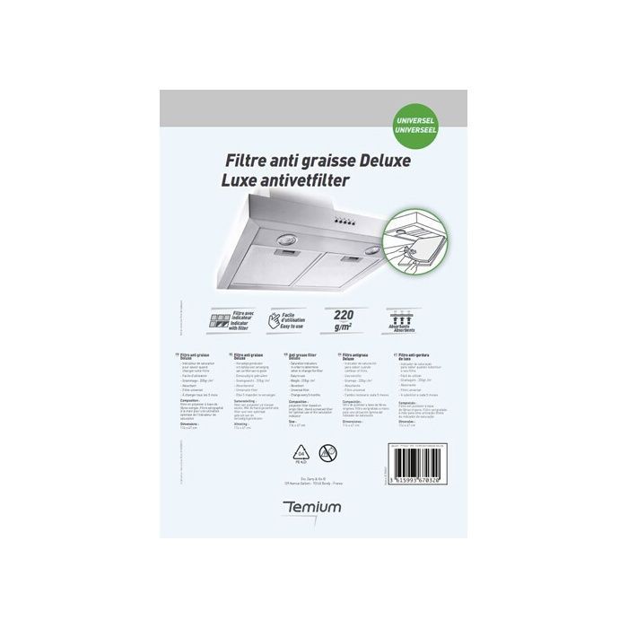 Temium Cooker Hood Filter Deluxe Universal & Cuttable Grease Filter