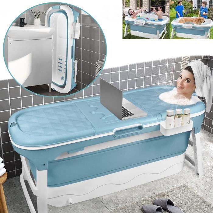LARS360 Baignoire pliable pour adulte Baignoire portable avec Couvercle amovible pour salle de bain 118 x 60 x 53 cm