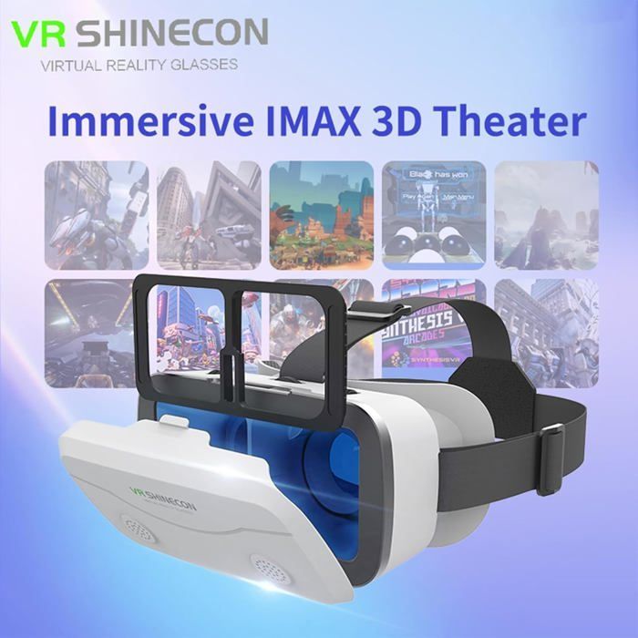 VR-Headset, 3D-HD-Virtual-Reality-Headset mit Blaulichtfilter, VR-Brille kompatibel mit Android/iOS-Bildschirmen von 4,7 bis 7,2 Zoll (Weiß)