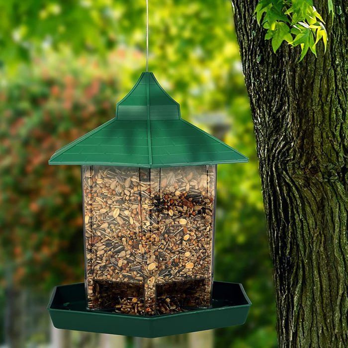 Mangeoire à Oiseaux Exterieur Suspendue - Imperméable - Mangeoire Oiseaux Exterieur avec Distributeur Graines