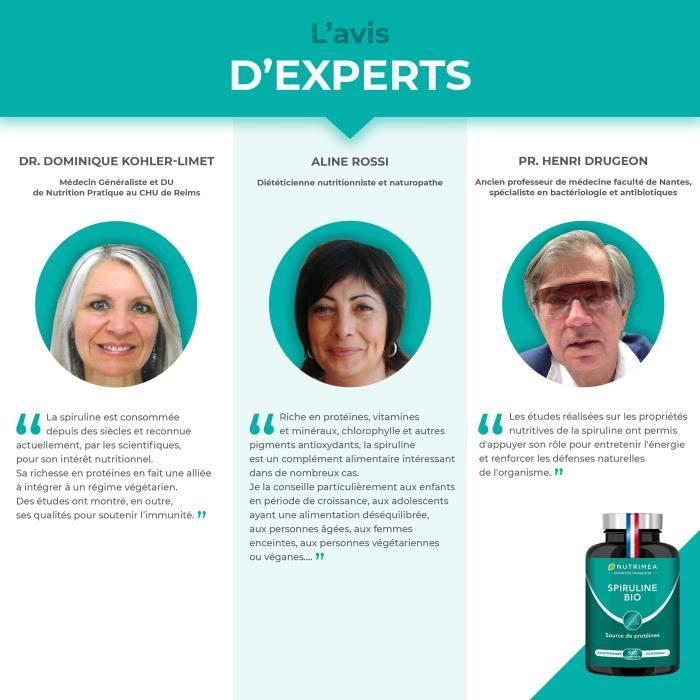 Zuivere biologische spirulina, gecertificeerd biologisch (AB), zonder hulpstoffen - 540 tabletten van 500 mg - Eiwitten, vitaminen, sporenelementen en carotenoïden -