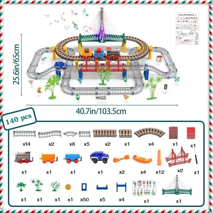 Conjunto de trem elétrico MARSEE com 140 peças e trilhos - Brinquedo educativo para crianças