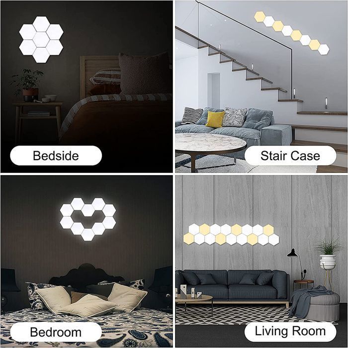 Minimalistische zeshoekige wandlamp met touchfunctie - Voordeelverpakking van 20 stuks - 3 witte standen en dimbaar van 10% tot 100%