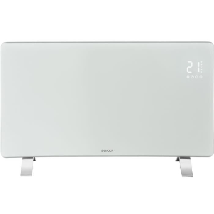 SENCOR SCF 4740WH Slimme Wi-Fi Glazen Radiator - 2400W - 2 Warmtestanden - Thermostaat - Wit