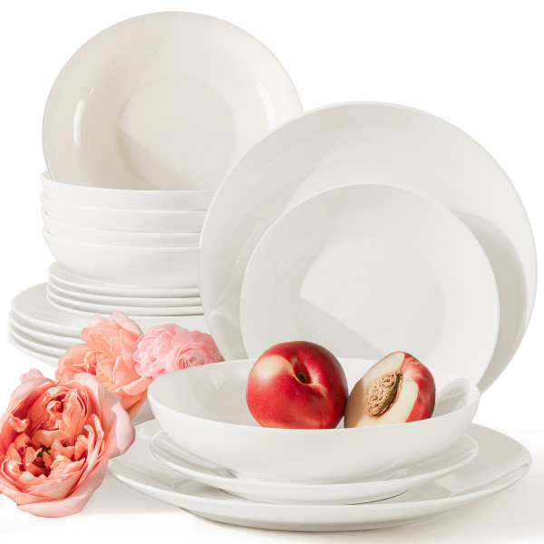 KONSIMO AD BELLA Ecru zestaw obiadowy 6 os. (18 el.) porcelana