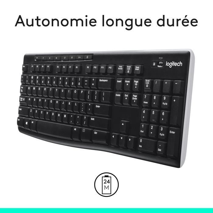 Teclado inalámbrico Logitech K270 AZERTY negro