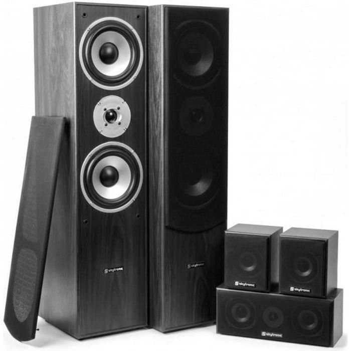 Sistema de Home Cinema Fenton 5.0 - 335W RMS - Caixas Acústicas Torre de 3 Vias - Graves Profundos - Acabamento em Madeira Preta