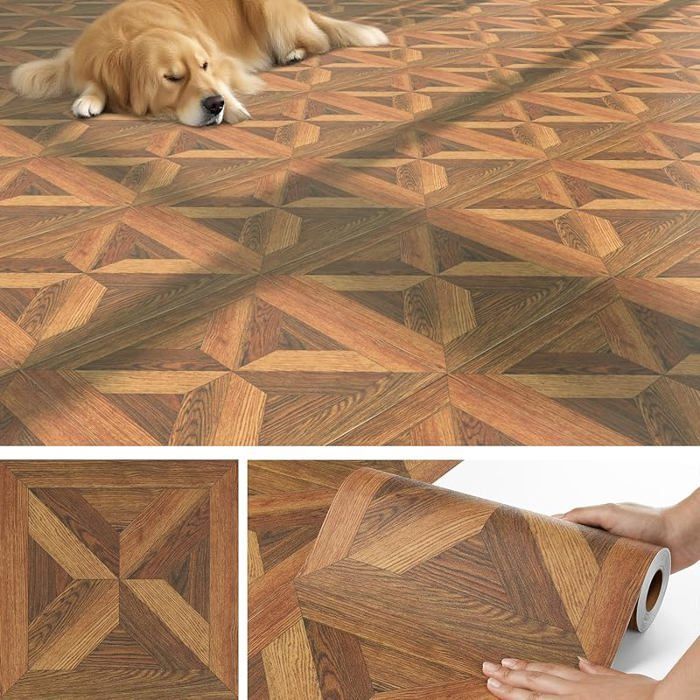 Lino Floor Roll Parquet Effect Adhesive Flooring Retro Wood Imitation PVC Flooring 30x120CM Brown Retro Wood Brown PVC Flooring